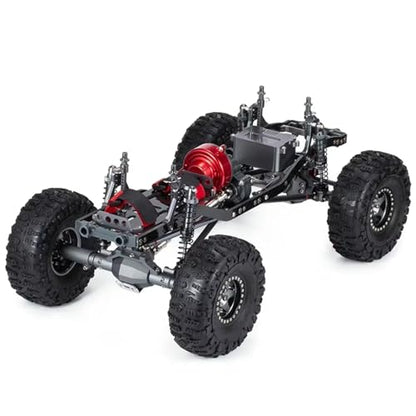 Rc Frame Chassis Parts For SCX10 1/10 Carbon Fiber Rails Metal Brace Skid Plate Adjustable Shock Mount Tray Chassis Set Rc Car Accessories Upgrades Repair(Red) - color: Red