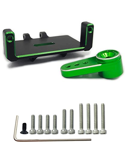 RC Servo Mount Bracket and Mini Servo Arm for 1/24 SCX24 Upgrade Green | Aluminum Servo Mount for ES08MA II Servo Upgrade Parts,Precision Fit,Wear Resistant,Easy To Install - color: Green+green