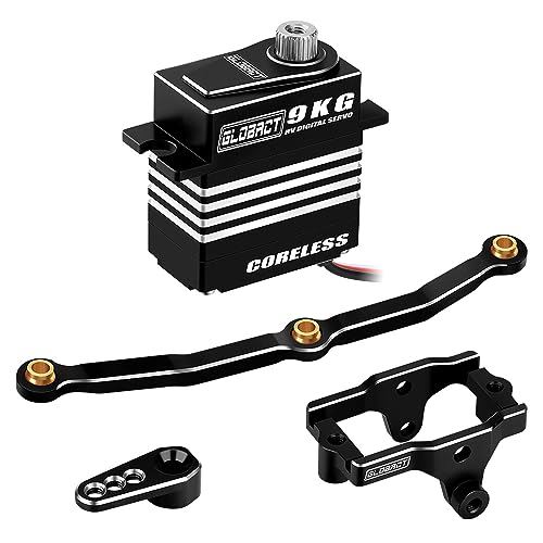 GLOBACT 9kg Servo Kit HV 4.8V-8.4V for 1/18 TRX4M Black | High Torque Digital Servo, Coreless Motor Servo, Including Servo Mount/Steering Link