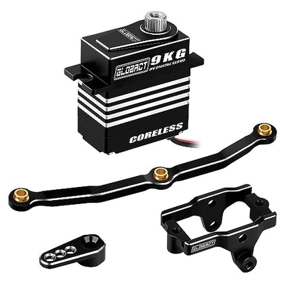 GLOBACT 9kg Servo Kit HV 4.8V-8.4V for 1/18 TRX4M Black | High Torque Digital Servo, Coreless Motor Servo, Including Servo Mount/Steering Link