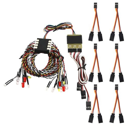 JR Style Servo Splitter Cable, 2.75" Servo 1 Male to 2 Female JR Y Harness Y Cable Extension Wire & RC Car Led Light System Turn Signal Brake Headlight Taillight Backward-Light Fog-Lights Set Group