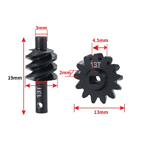 Axle Gear Overdrive Worm Differential 13T 14T/12T 18T/13T 16T Steel Gear for AX24 Axial SCX24 C10 JLU Gladiator Bronco 1/24 RC Crawler Car Upgrade Parts (13T 14T) - size: 13T 14T
