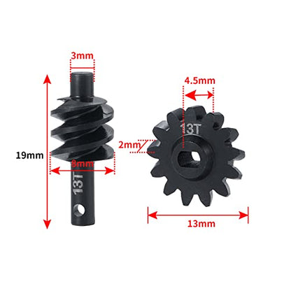 Axle Gear Overdrive Worm 13T 14T for SCX24 C10 JLU Gladiator Bronco | AX24 Axial 1/24 RC Crawler Car Upgrade Parts Steel Diff Gear Set - size: 13T 14T