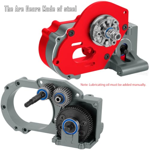 Aluminum Transmission Gearbox w/Gear Upgrades Part for 1/10 Slash 2WD (VXL),Rustler 2WD (VXL),Stampede 2WD (VXL),Bandit 2WD (VXL),Red - color: Red - (Upgrades)