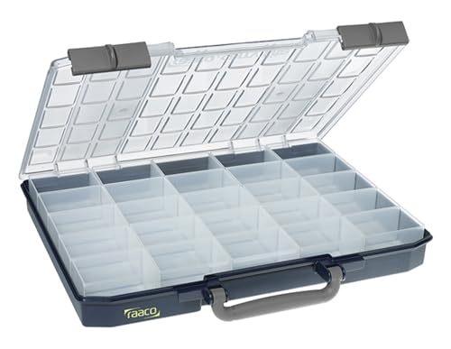 Raaco CarryLite 55 Small Parts Organizer, 25 Inserts | 2.3 Inch Height, Anti-Mix U-Profile Lid for Screws, Bolts & Nuts, Secure Sliding Lock, 25 Inserts, For workshop and garage - size: Slim-25 Inserts, style: Single Pack