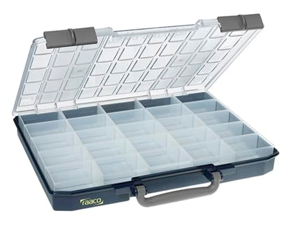 Raaco CarryLite 55 Small Parts Organizer, 25 Inserts | 2.3 Inch Height, Anti-Mix U-Profile Lid for Screws, Bolts & Nuts, Secure Sliding Lock, 25 Inserts, For workshop and garage - size: Slim-25 Inserts, style: Single Pack