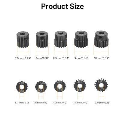 daitoku 5PCS 48P Pinion Gears 13T 14T 15T 16T 17T 3.175mm Shaft for Traxxas Arrma HSP HPI AXIAL Tamiya Losi 1/10 RC Car
