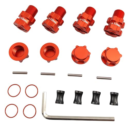 10mm Extended 17mm Wheel Hex Hub for ARRMA Senton Granite Big Rock | 14mm to 17mm,Aluminum,Anti-Dust Cap Nuts,Vorteks,Infraction,Vendetta,1/10 3S,Upgrade Parts,CNC Machined