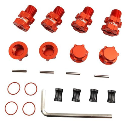 10mm Extended 17mm Wheel Hex Hub for ARRMA Senton Granite Big Rock | 14mm to 17mm,Aluminum,Anti-Dust Cap Nuts,Vorteks,Infraction,Vendetta,1/10 3S,Upgrade Parts,CNC Machined