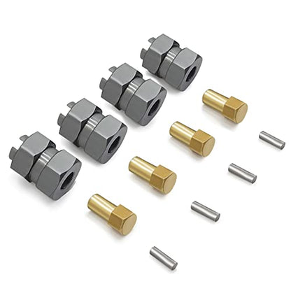 4Pcs Aluminum Extended 7mm Hex Wheel Hubs Extension Adaptor Combiner Coupler+4MM Extenders for 1/24 Axial SCX24 90081 AXI00005 AX100002 AXI00001 AXI00006 AXI00004 RC Crawler Car (Titanium) - color: Titanium