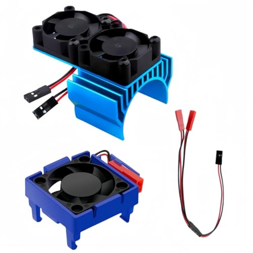 VXL-3s ESC Cooling Fan and Motor High Speed Cooling Fan Dual Fan Set Fit for Upgrades 1/10 Traxxas Slash 4×4 VXL Rustler 4X4 Stampede 4X4 Hoss 4×4 Velineon VXL-3s Heat Sink, Blue - color: Blue