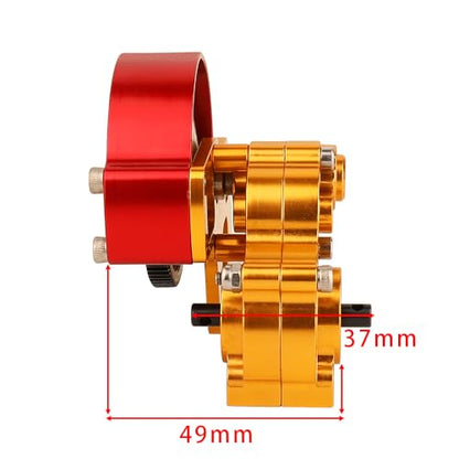 Metal Forward Transmission Assembled Gearbox with Steel Gear Set Compatible with Axial SCX10 & SCX10 II 90046 90047 1/10 RC Crawler Upgrade Parts,Half Open Shell (red-Gold) - color: Red-gold