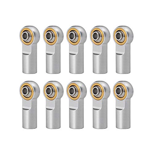 QUE-T 10pcs Metal Link Rod End M4 Ball Joint Head for RC Crawler Car (Silver) - color: Silver