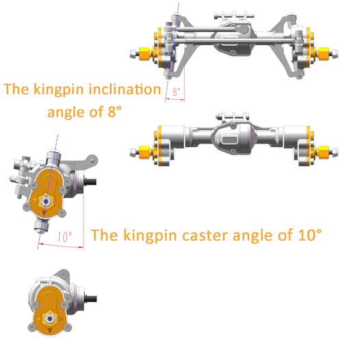 Aluminum +4mm Extended Front Rear Portal Axles Set Assembly for Redcat Ascent-18 1/18 Scale RC Crawler Upgrades