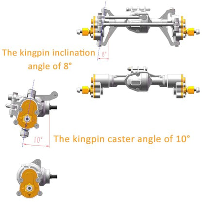 Aluminum +4mm Extended Front Rear Portal Axles Set Assembly for Redcat Ascent-18 1/18 Scale RC Crawler Upgrades