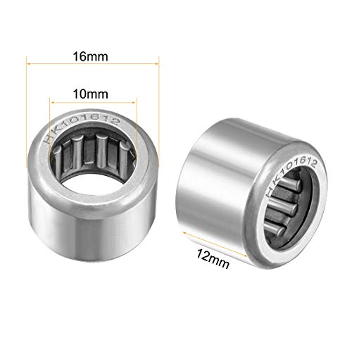 uxcell HK101612 Drawn Cup Needle Roller Bearings, Open End, 10mm Bore, 16mm OD, 12mm Width 7800N Static Load 6700N Dynamic Load 19000rpm Limiting Speed 10pcs - size: 10x16x12mm