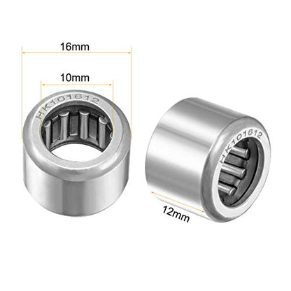 uxcell HK101612 Drawn Cup Needle Roller Bearings, Open End, 10mm Bore, 16mm OD, 12mm Width 7800N Static Load 6700N Dynamic Load 19000rpm Limiting Speed 10pcs - size: 10x16x12mm