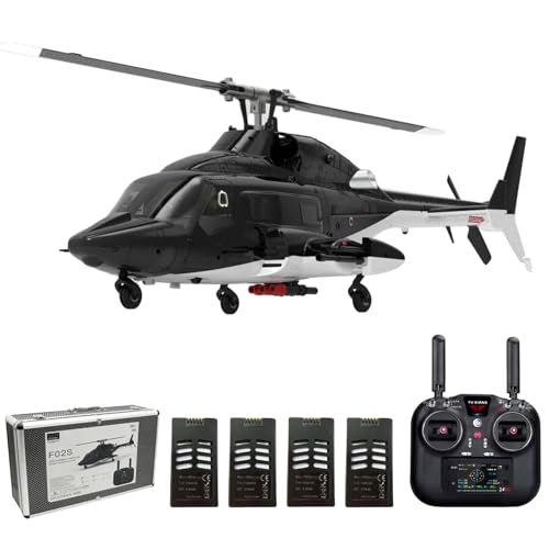 Hanll YUXIANG F02S 1:34 Scale 8CH GPS RC Helicopter – RTF Air-Wolf Replica with Dual Brushless Motors, Telemetry Transmitter, Optical Flow, Metal Servo, for Advanced Hobbyists—4 Batteries - color: F02s Helicopter, size: 4 Batteries