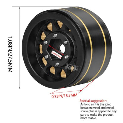 RC Full Brass 1.0in Beadlock RC Wheel Rim Upgrades Part for 1/18 1/24 Trx4m Axial SCX24 RC Crawler,4pcs Metal Wheel Hub Rim Hops UP