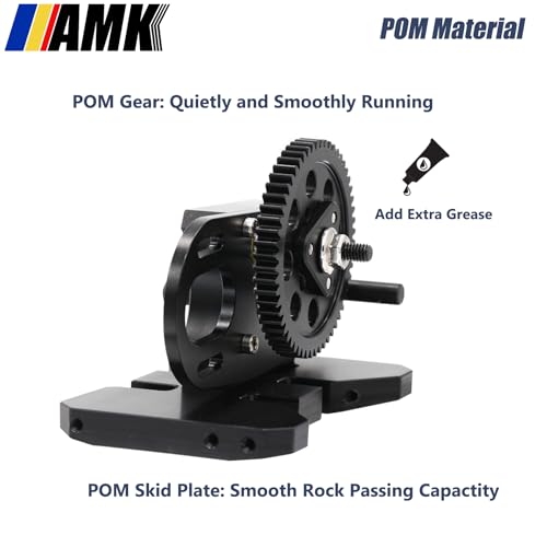 AMK Overdrive 30% Metal Differential Gearbox with POM Skid Plate for 1/10 Scale LCG Transmission, Compatible with RC Crawler Axial SCX10, Capra, Element, Gspeed, and DIY Chassis (Purple) - color: Purple