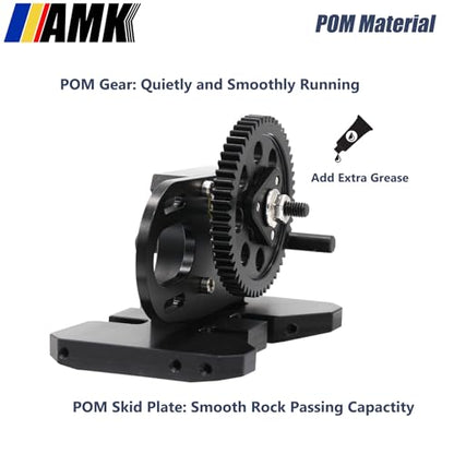 AMK Overdrive 30% Metal Differential Gearbox with POM Skid Plate for 1/10 Scale LCG Transmission, Compatible with RC Crawler Axial SCX10, Capra, Element, Gspeed, and DIY Chassis (Purple) - color: Purple