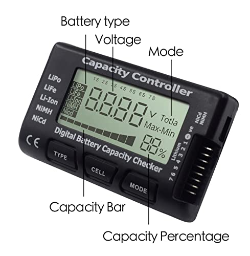 Goldby RC Cellmeter 7 Digital Battery Capacity Checker Controller Tester Voltage Tester Checker for LiPo Life Li-ion NiMH Nicd Battery