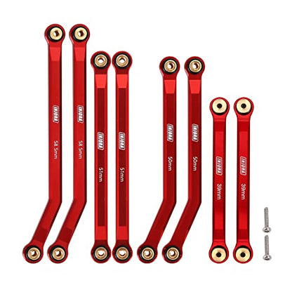 INJORA Aluminum 4 Link Set for SCX24 C10 JLU Bronco Base Camp 4Runner, Red - color: Red