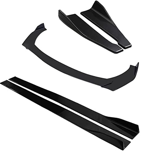 Universal Car Front Bumper Lip Spoiler Body Kits + 2M / 86.6" Side Skirt Extension Rocker Panel Body Kit + 48CM Auto Rear Bumper Lip Diffuser (Glossy Black) - color: Universal Glossy Black