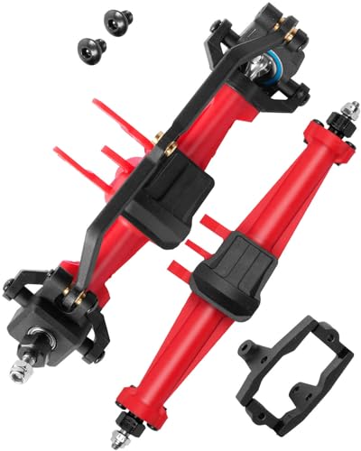 Axles Front Rear Axle w/Steering Servo Mount Upgrades Part for 1/18 TRX4M,Complete Axles Front Rear Axle,Red - color: Red - Portal Axles