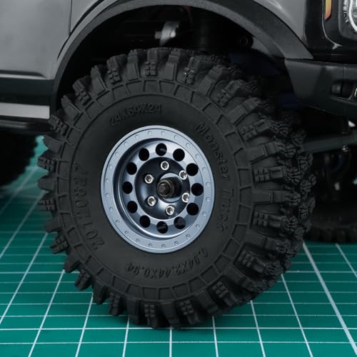 1.3inch beadlock wheels Aluminium RC Rims for 1/18th TRX4M 1/24th Axial SCX24 RC Crawler Car Upgrade Parts (Titanium) - color: Titanium