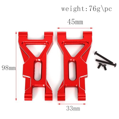 RC Swing Arm Kit for ARRMA 1/10 Gorgon 4X2 2WD Monster Truck Metal RC Front Lower&Upper Suspension Arm Upgrade Parts (Red) - color: Red