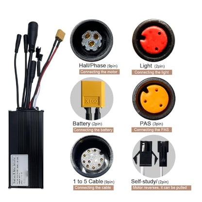 VBESTLIFE Electric Speed Controller Kit, Multifunction 30A Controller Instrument with S866 Display Brake Lever Thumb Shift Lever for 24V 36V 48V 1000W Motor,