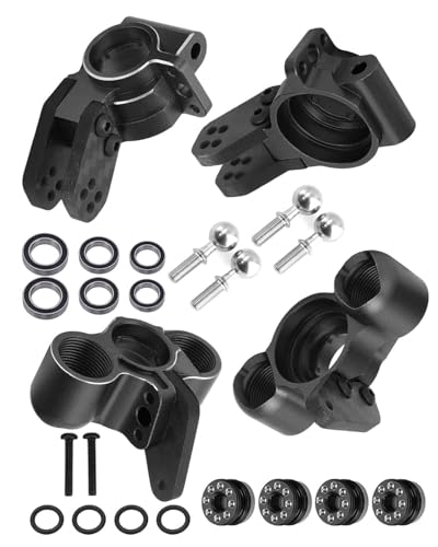 Aluminum Front Knuckles Steering Blocks &Rear Hub Stub Axle Carriers Upgrades Part for 1/8 Typhon/Talion 6S BLX,1/7 Felony/Mojave/Infraction 6S BLX,Black - color: Black