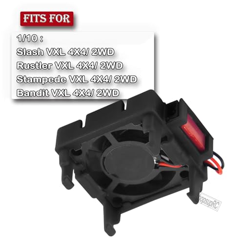 VXL-3s ESC Motor Cooling Fan Upgrades Part for 1/10 Slash/Rustler/Stampede VXL 4X4 2WD, High Velocity Fan Heatsink Hops Up,Replace #3340,Black - color: Black/for 2wd4wd