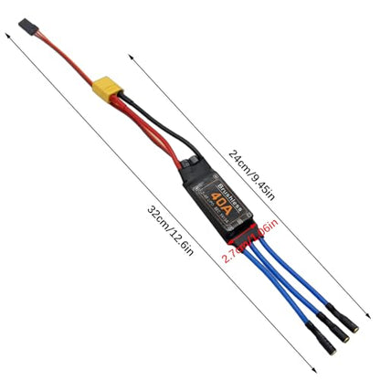 30A Electric Brushless Motor Controller, 2 Pcs ESC Speed Controller with XT60 and 3.5mm Bullet Plugs for RC Drone RC Airplane Helicopter (40A) - color: 40A