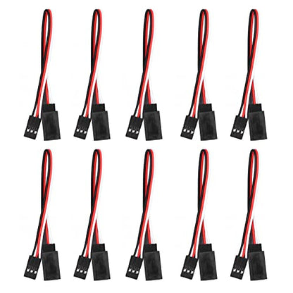 Servo Extension Cable 3 Pin Brass Core High Conductivity Flexible Durable Wire for RC Cars Drones Helicopters Aircraft 10PCS Set (200mm Male to Female) - size: 200mm male to female