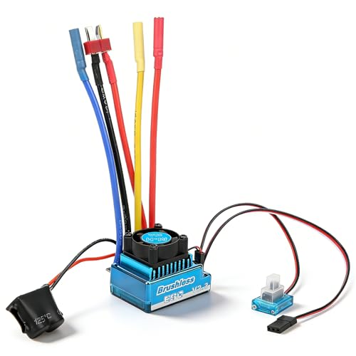 Brushless ESC, Water Proof Dust Proof Electronic Speed Controller with 4 Stage Brake 8 Stage Drag Brake for 1/10 RC Car Trucks, Compatible 2 3S LiPo 4 9S NiMH Battery - color: (80a)