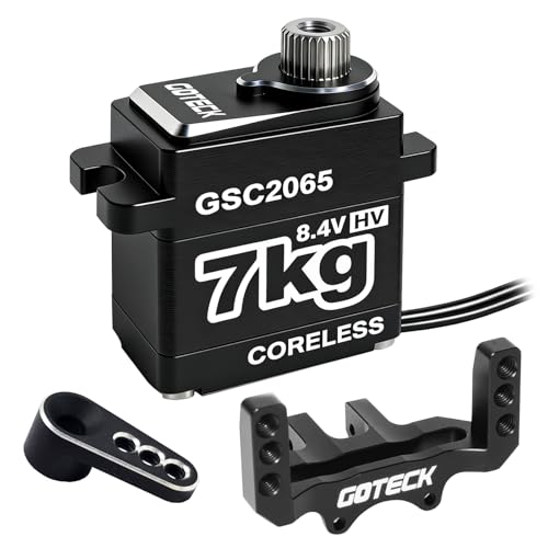 GOTECK 7KG High Torque Coreless Servo Upgrade with Metal Mount & Servo Horn, 8.4V Metal Gear Steering Servo for 1/24 Axial SCX24 Crawler - Easily Handles Heavy Brass Weights & Big Tires