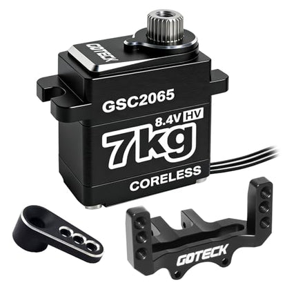 GOTECK 7KG High Torque Coreless Servo Upgrade with Metal Mount & Servo Horn, 8.4V Metal Gear Steering Servo for 1/24 Axial SCX24 Crawler - Easily Handles Heavy Brass Weights & Big Tires