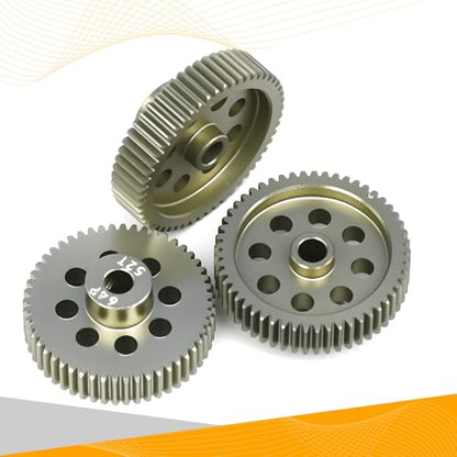 64P Pinion Gear 3.175mm Shaft 7075 Aluminum Alloy Motor Gears,0.6 Metric Pitch 52 53 54T with 1/8 Hole Pinion Gear Compatible with 1/10 Arrma HPI Kyosho Losi Axial Traxxas Tamiya RC Car - size: 52 53 54T