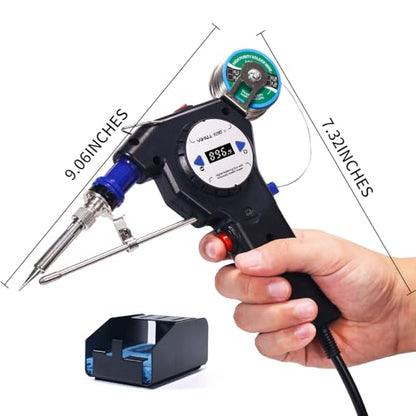 YIHUA 929D-II Soldering Gun Kit Motorized Industrial Automatic Solder Feeding with Digital Display, Temperature Contorl, Stabilization with 80g Solder Wire Soldering Kit - color: Blue