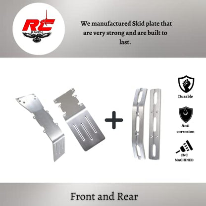 RC Car Skid Plate for T-Maxx and E-maxx Brushed Aluminum Skid Plate Front and Rear with a Set of Brushed Aluminum Bumper Set- RC Car Upgrade Parts