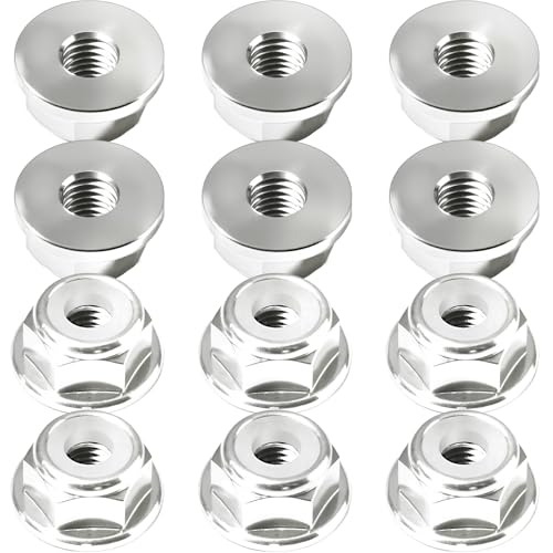 12Pcs M2 Flange Lock Nuts Metric Nylon Inserted Hex Self-Lock Non-Slip Aluminium Self Clinching Nuts for 1/24 RC Car Axial SCX24 Furniture DIY Industrial Construction Fasteners - color: Silver, size: 12Pcs