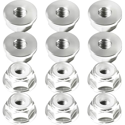 12Pcs M2 Flange Lock Nuts Metric Nylon Inserted Hex Self-Lock Non-Slip Aluminium Self Clinching Nuts for 1/24 RC Car Axial SCX24 Furniture DIY Industrial Construction Fasteners - color: Silver, size: 12Pcs