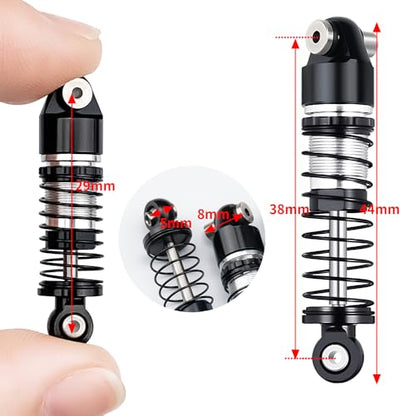 1/24th Aluminum RC Car Shocks 38mm Extended Absorber Damper for All AXIAL SCX24 AXI90081 Deadbolt C10 JLU Gladiator Bronco - size: 38mm