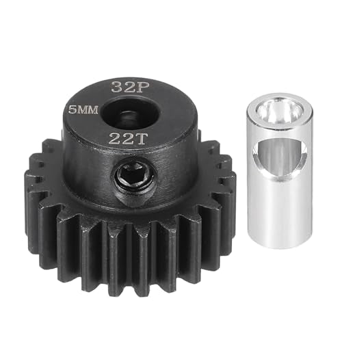 MECCANIXITY Steel 32P Gear Set with Gear Adapter 22T 5mm Shaft Motor Gears for RC Vehicles Truck Drift Car Part, Black - size: 22T