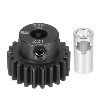 MECCANIXITY Steel 32P Gear Set with Gear Adapter 22T 5mm Shaft Motor Gears for RC Vehicles Truck Drift Car Part, Black - size: 22T
