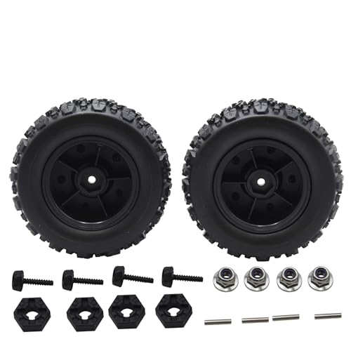 Blomiky 12mm Hex-Hole 3.6 * 1.65 Inch Wheel Tire and Hex Pin Locknuts Accessories Suitable for 1/14 1/16 Hyper Go 14210 14211 H14BM H16BM RC Trucks / 14210 Tire and Locknut