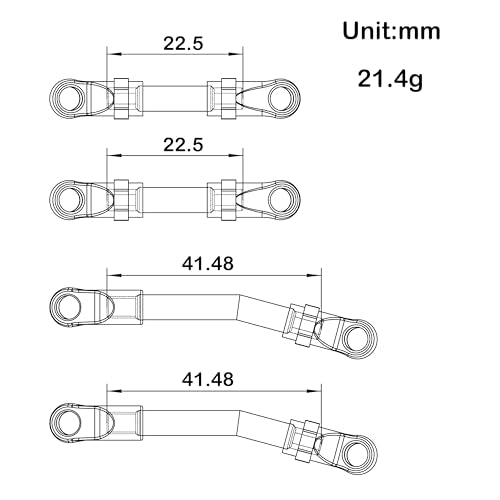 MEUS Racing AX24 Links Metal High Clearance Chassis Links & Steering Links Set for Axial AX24 XC-1 1/24 RC Crawler Car(Aluminum Alloy)