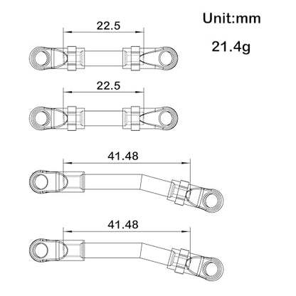 MEUS Racing AX24 Links Metal High Clearance Chassis Links & Steering Links Set for Axial AX24 XC-1 1/24 RC Crawler Car(Aluminum Alloy)